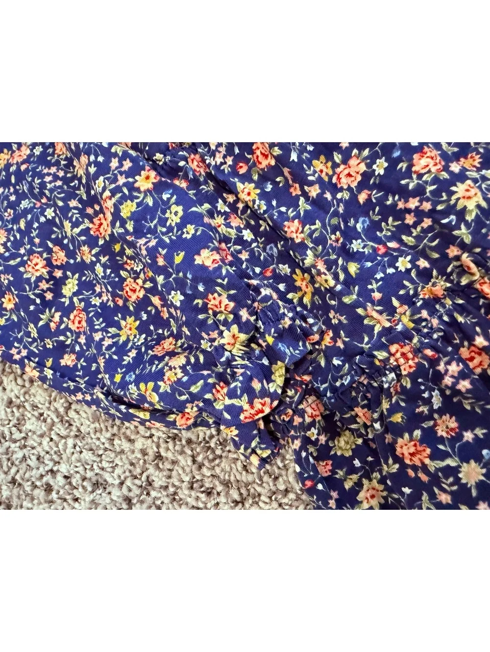 POLO Ralph Lauren Cotton Floral Long Sleeve Smocked Tiered Dress Girl's Size 7